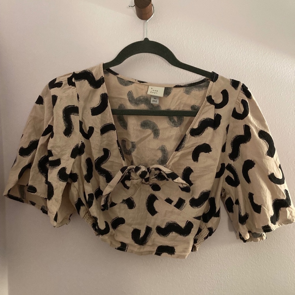 A New Day Abstract Tied Crop Top